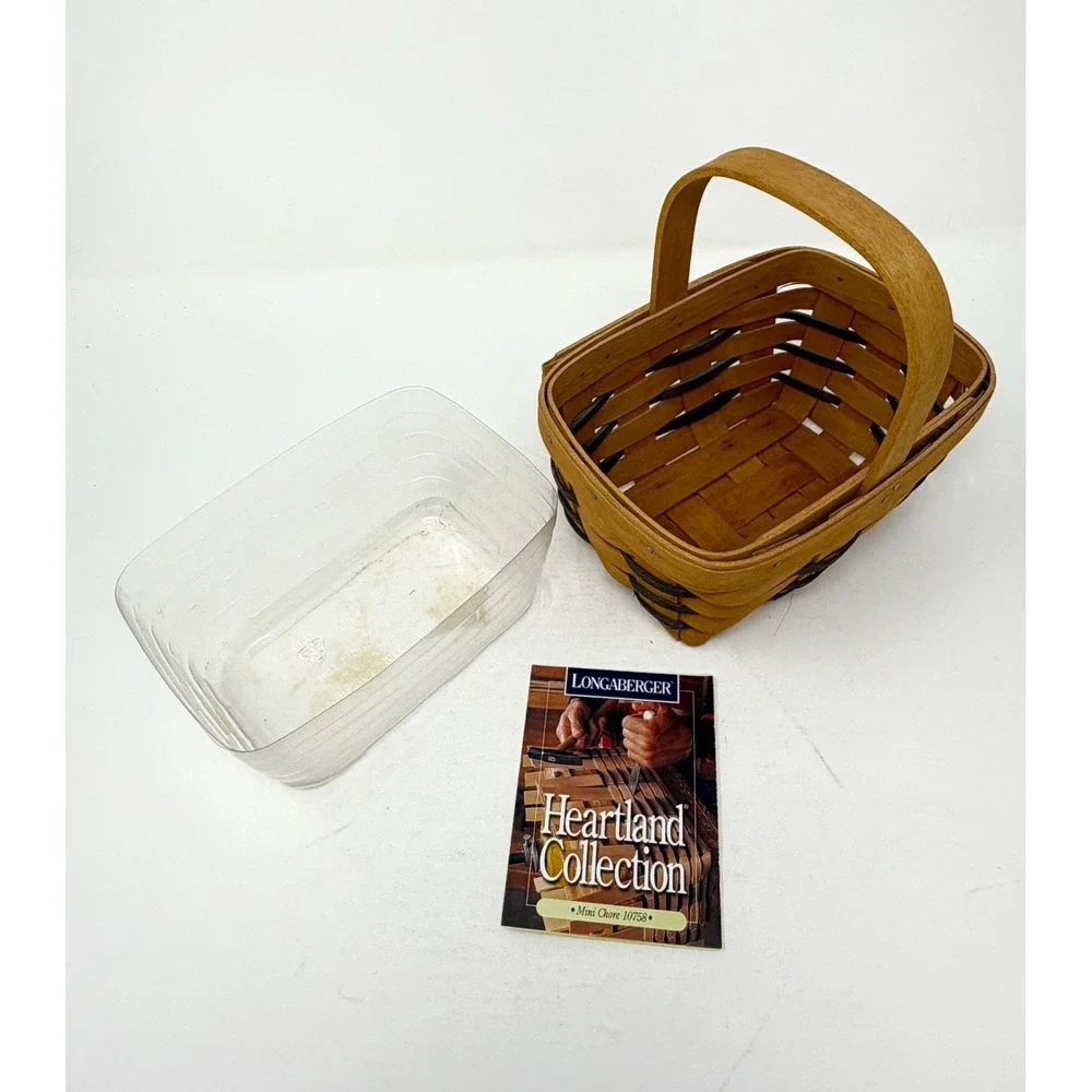 1997 Longaberger Mini Chore Basket 10758 Heartland Protector Card Handwoven USA